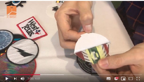 youtube video capture:  the difference between iron on backing and adhesive backing